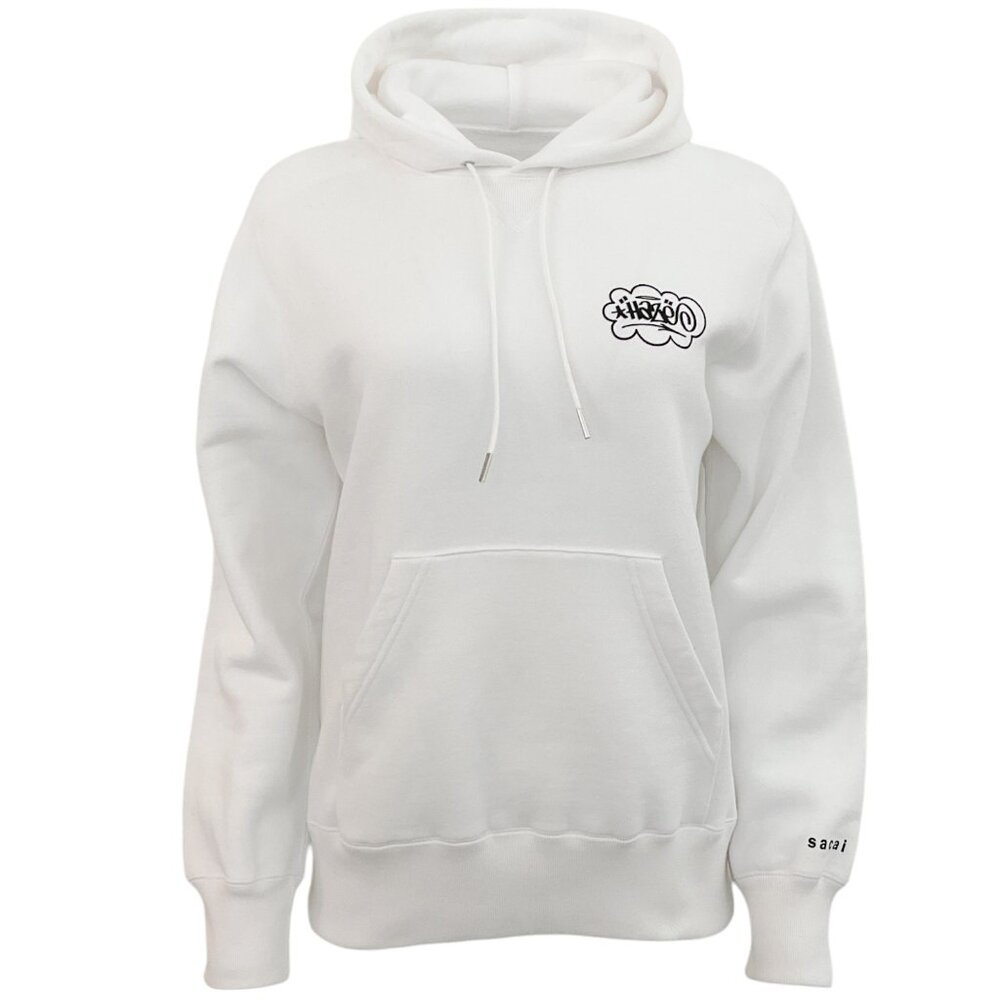 Sacai White Cotton Hooded "One Kind Word" Sweatshirt